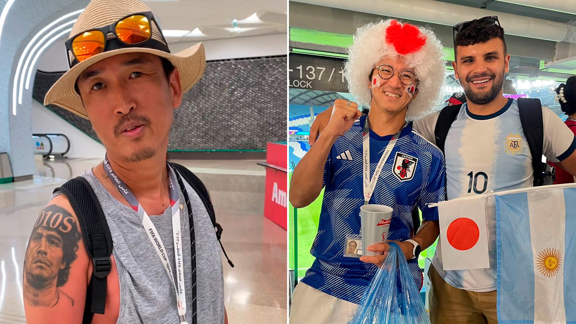 Pasiones cruzadas en el Mundial de Qatar: del impactante tatuaje de Maradona de un japonés al argentino que limpió estadios con los asiáticos