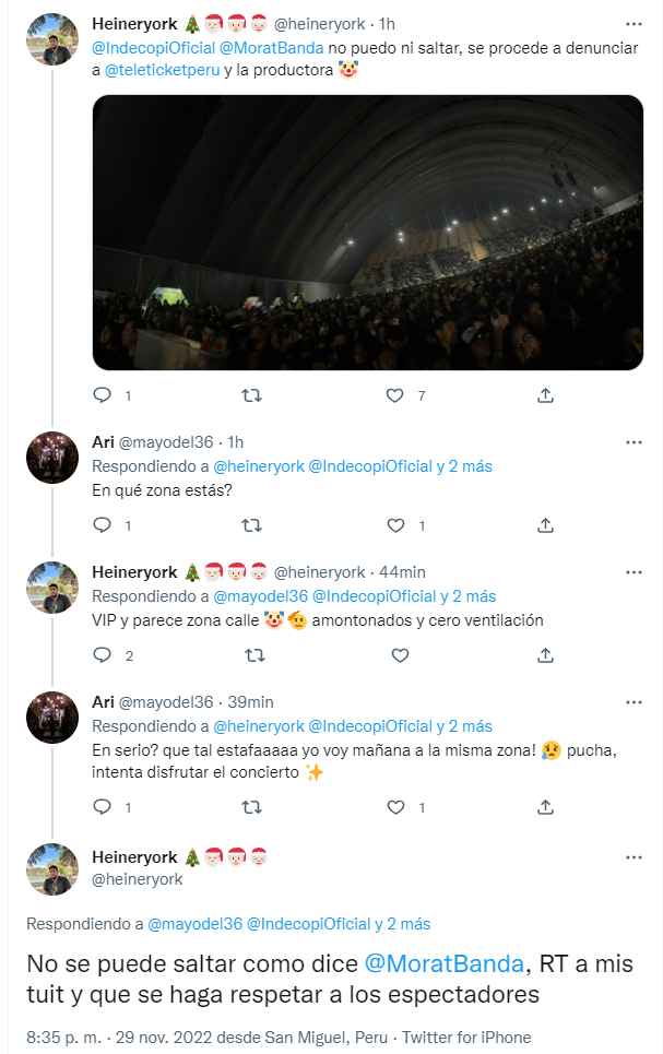 Incidentes en concierto de Morat. (Twitter)