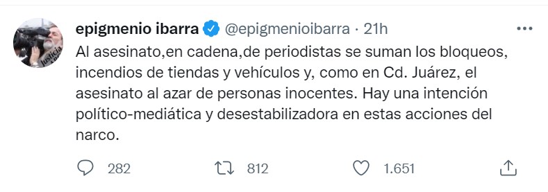 Ibarra denounced a political-media and destabilizing intention (Photo: Twitter/@epigmenioibarra)