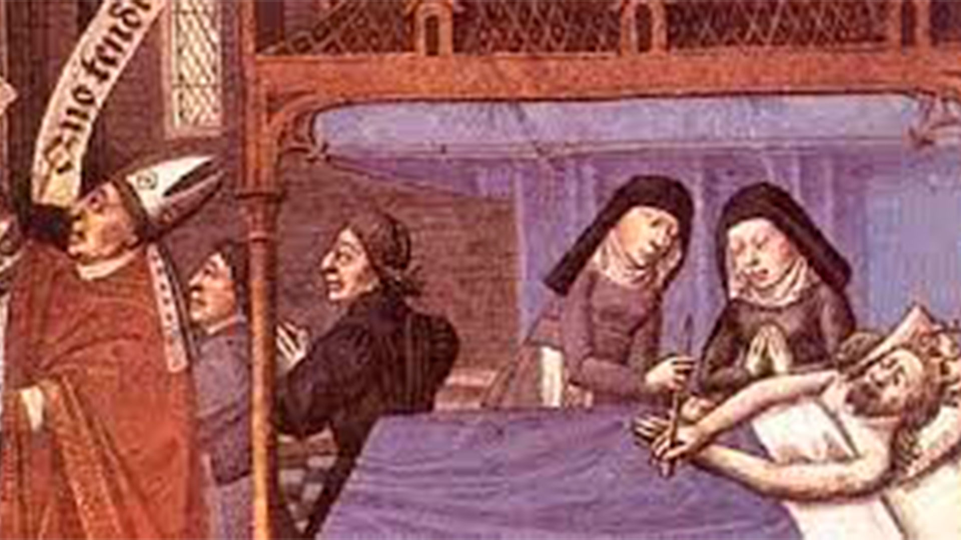 La muerte de Carlomagno en una miniatura medieval