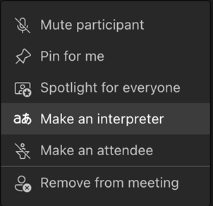 Asignar a una persona como intérprete durante una reunión en Microsoft Teams (Microsoft)