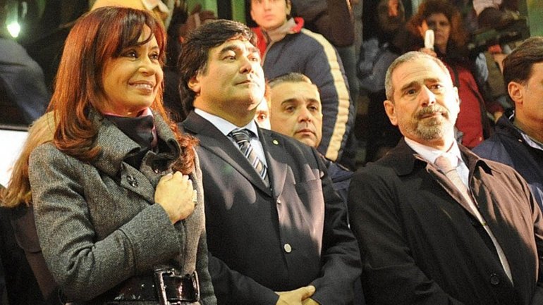 Carlos Zannini, junto a Cristina Kirchner y el ex secretario de Transporte, Ricardo Jaime