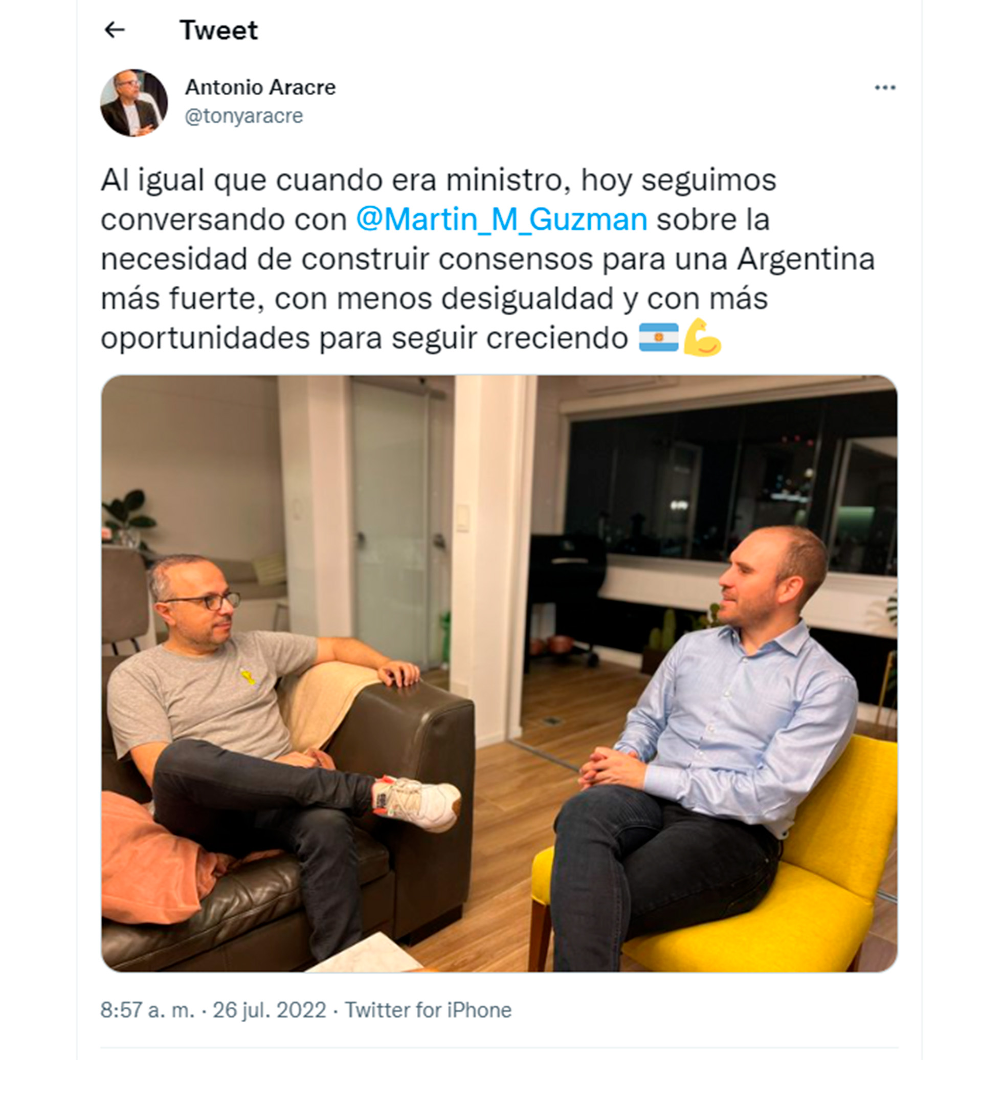 La publicación de Antonio Aracre, CEO de Syngenta, en Twitter.