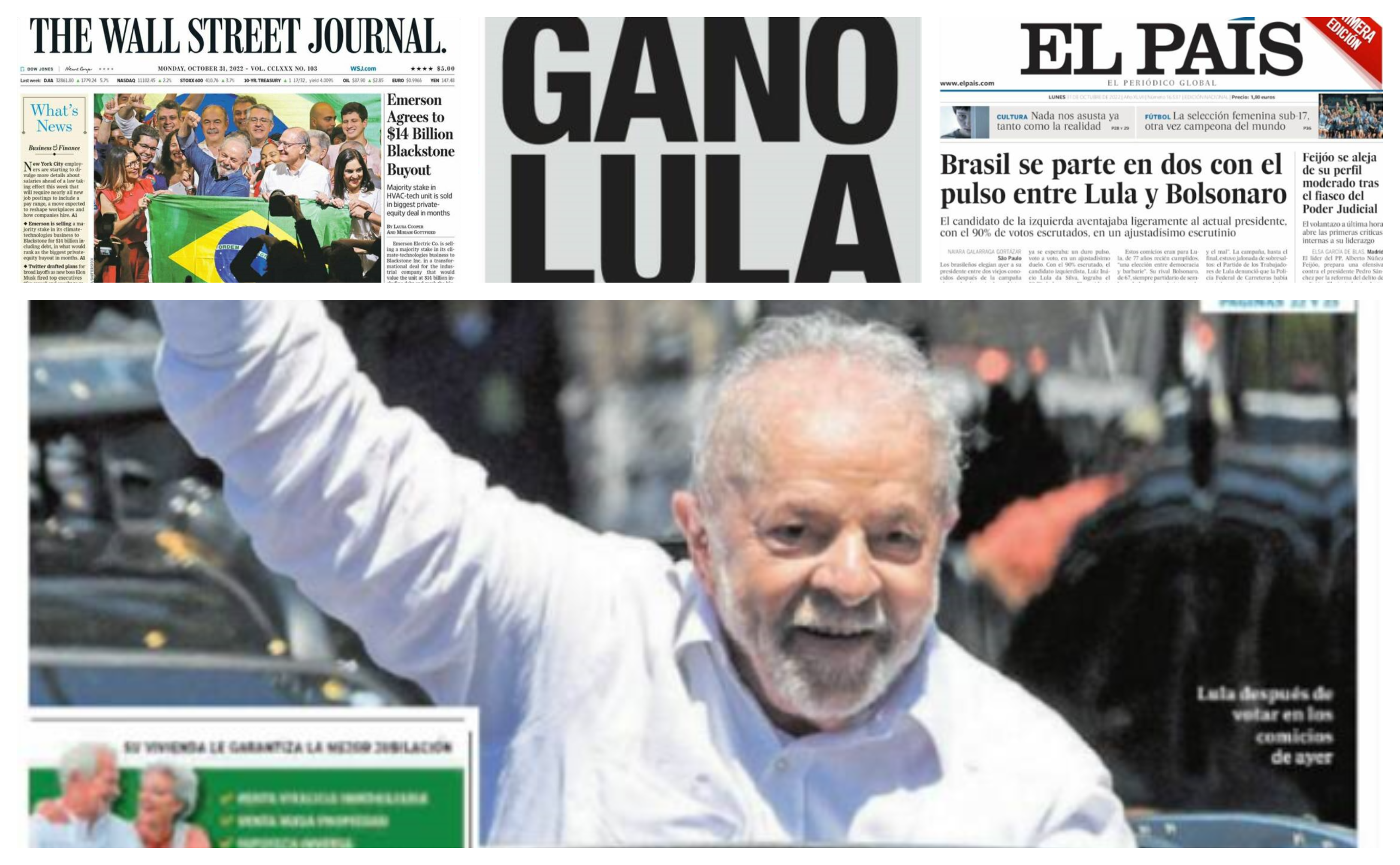 Así reseñaron los principales diarios la mínima ventaja con la que Lula se impuso sobre Bolsonaro en Brasil