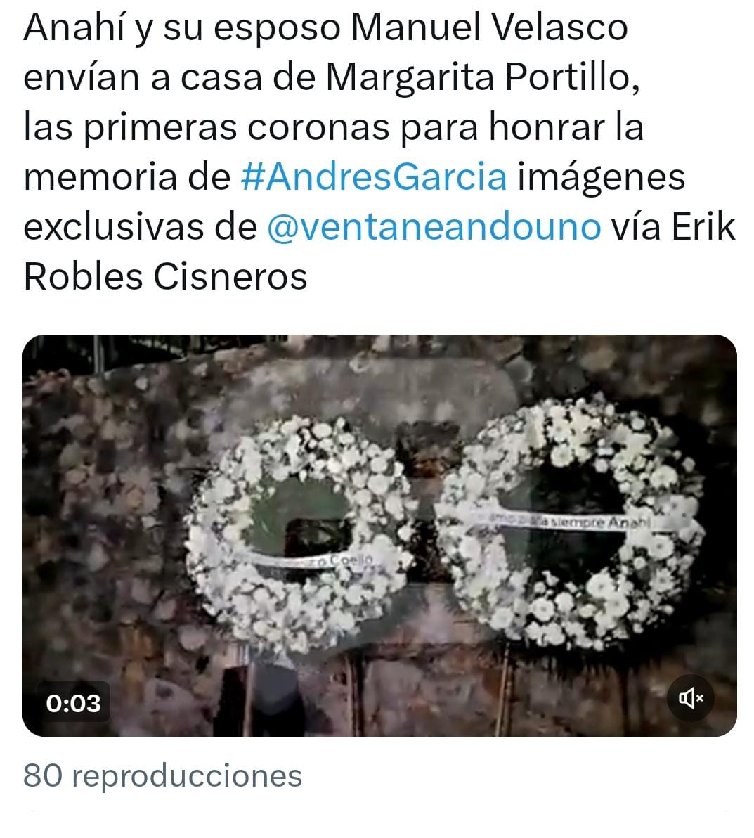 Anahí y su esposo mandaron flores (foto:twitter/@ventaneandouno)