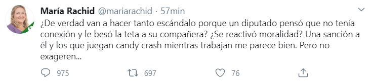Desde su cuenta de Twitter, María Rachid, la titular del Instituto contra la Discriminación de la Defensoría del Pueblo de la ciudad de Buenos Aires, defendió a Ameri 
