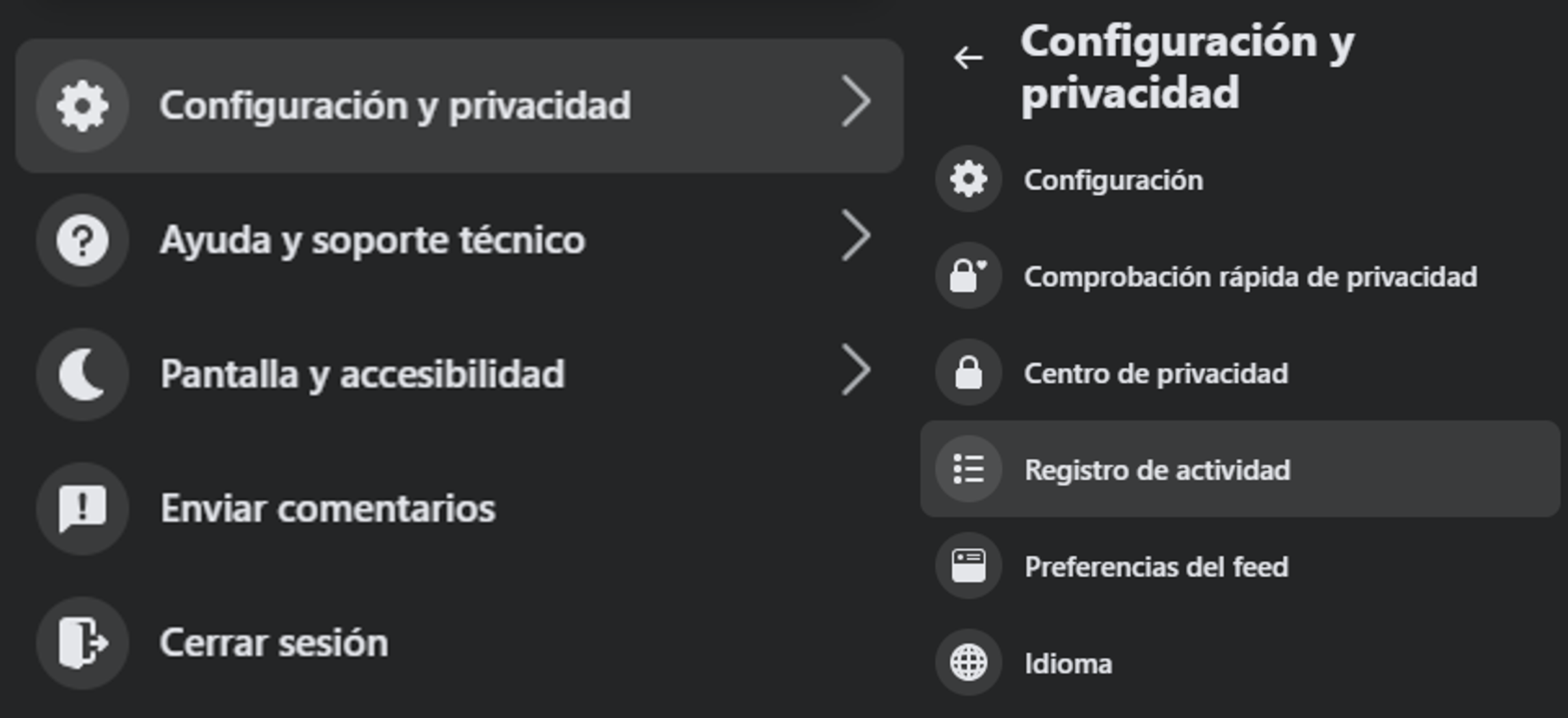 Registro de actividad en Facebook. (Infobae)