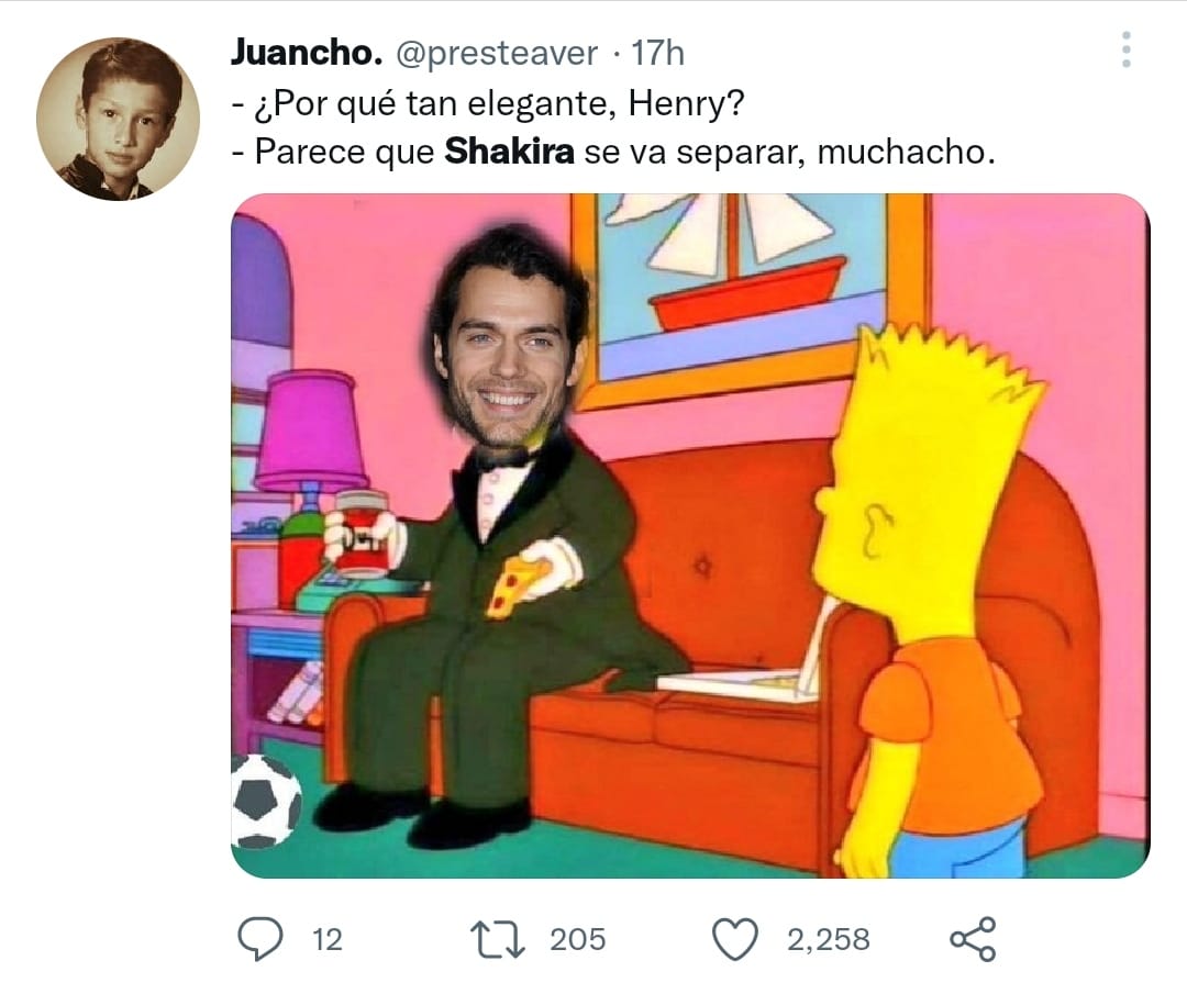 En redes sociales divertidos memes circulan sobre la separación entre Shakira y Piqué. Tomada de Twitter.
