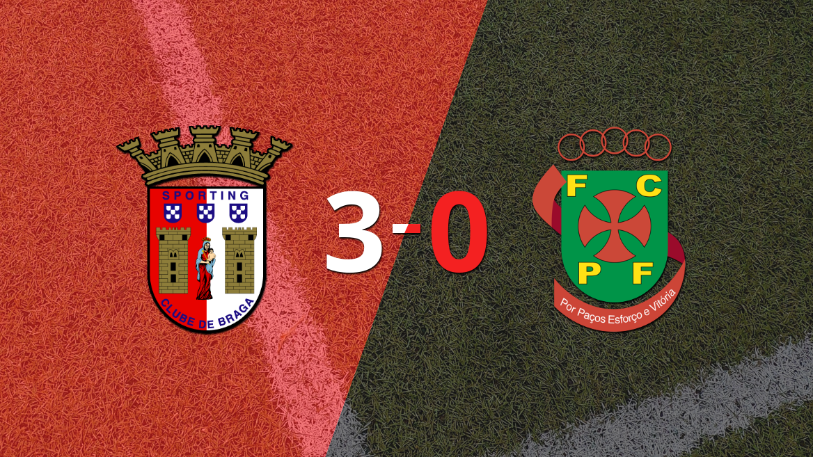 Goleada de SC Braga 3 a 0 sobre Paços de Ferreira