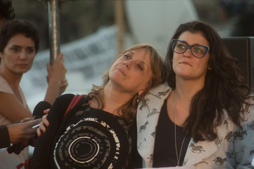 Valeria Sampedro, Hinde Pomeraniec y Marina Abiuso en la manifestación del 3 de junio de 2015