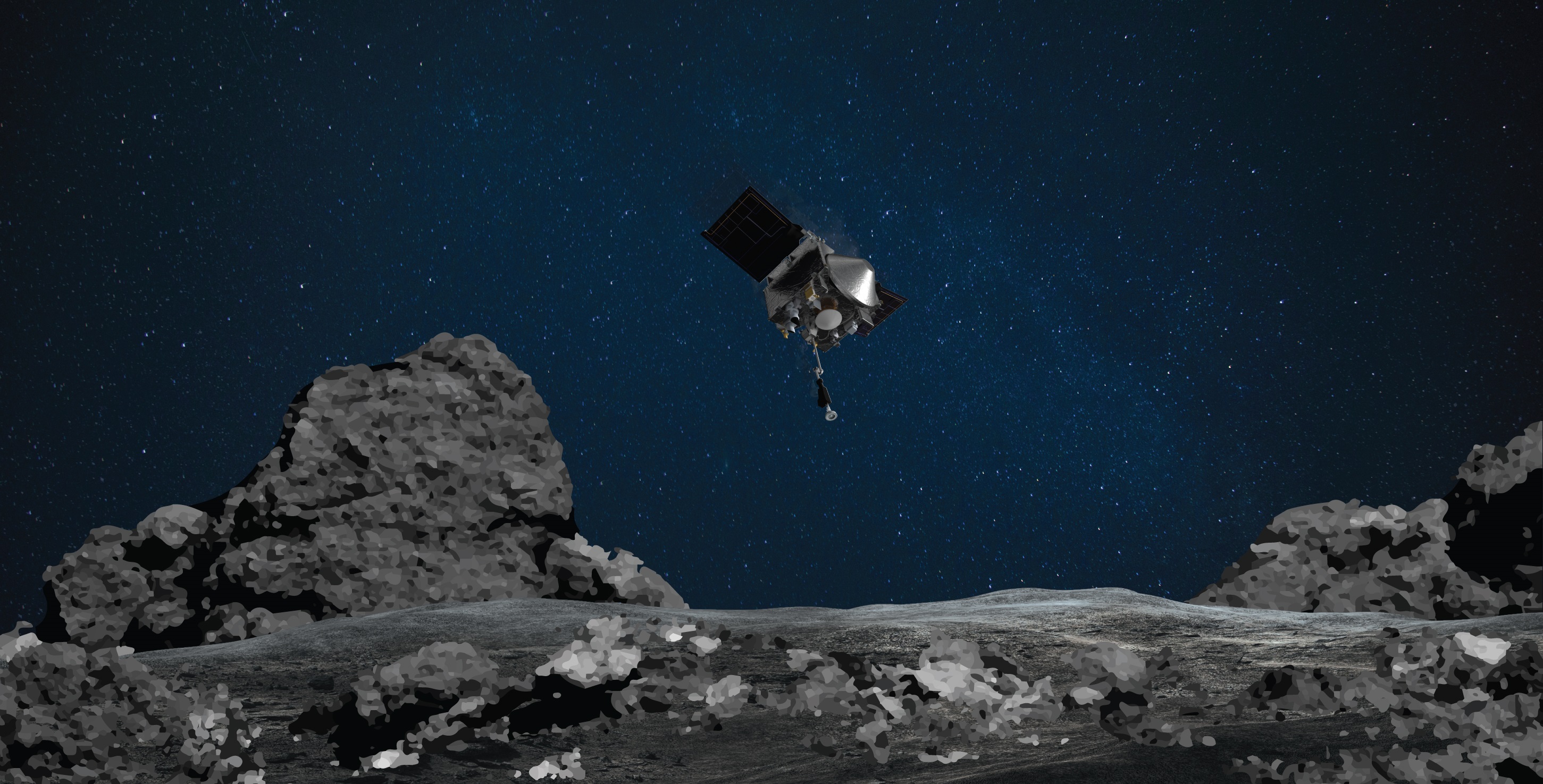 El equipo de OSIRIS-REx encontró una superficie llena de rocas en lugar de la playa de arena suave (NASA)
