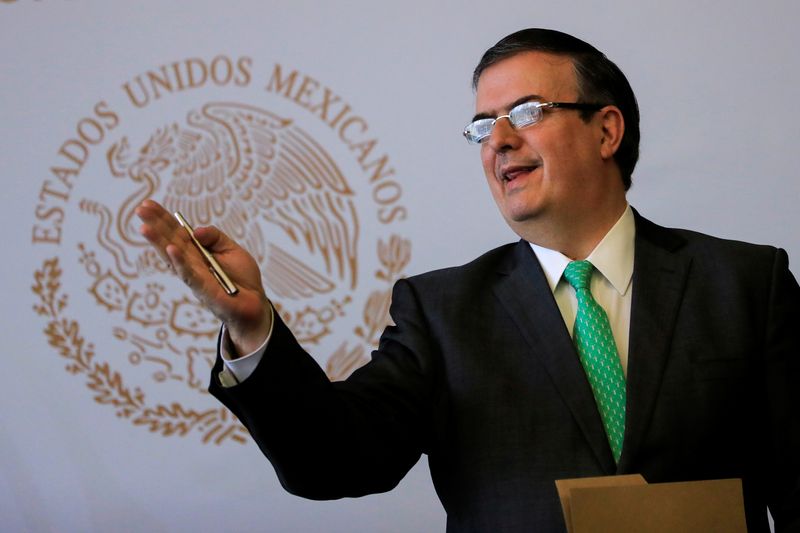 Mexico's Foreign Minister Marcelo Ebrard gestures during a news conference in Mexico City, Mexico, July 15, 2019. REUTERS/Carlos Jasso