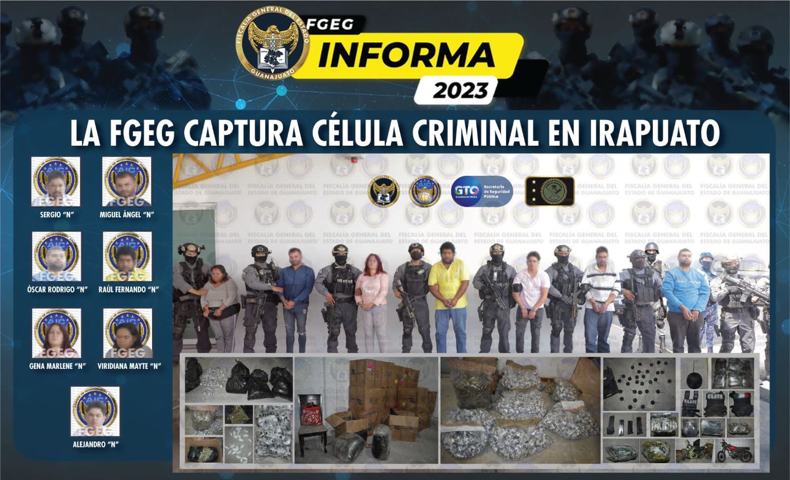 Fiscalía de Guanajuato capturó a una célula criminal en Irapuato. Foto: FGEG