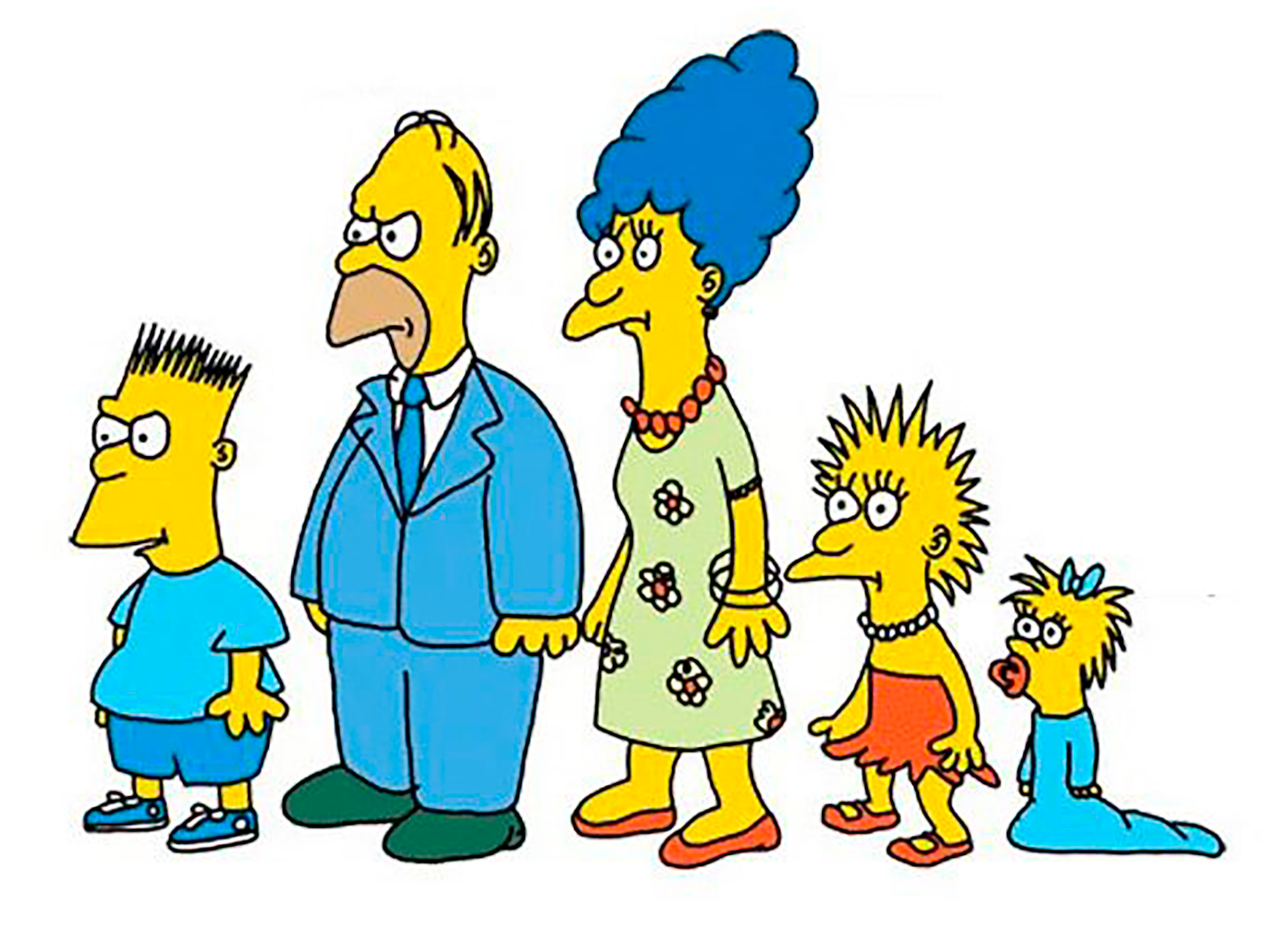 Los Simpson que aparecían en su primer versión eran muy diferentes. Eran caros (unos 15.000 dólares, mucho por aquella época para solo 2 minutos de aire) por lo tanto los ejecutivos quisieron descartarlos del show, pero el productor James L Brooks decidió apostar por ellos