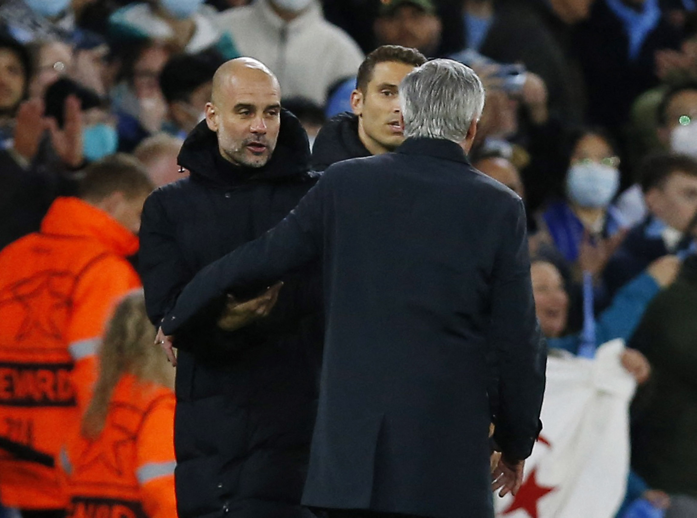 Ancelotti y Pep Guardiola en el último partido entre el Real Madrid y el Manchester City por semifinales de Champions