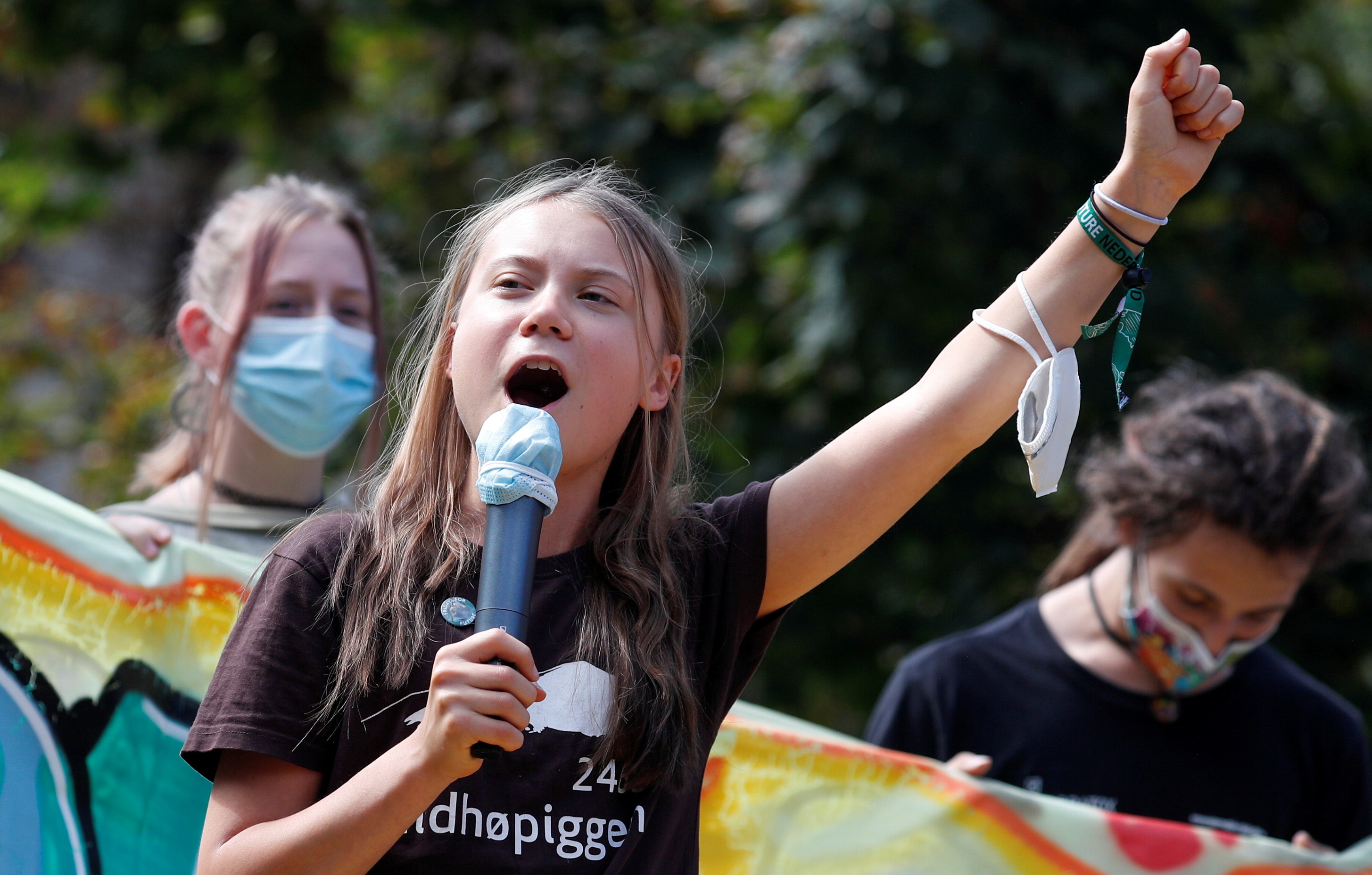 La activista Greta Thunberg durante una manifestación en Italia (Reuters)
