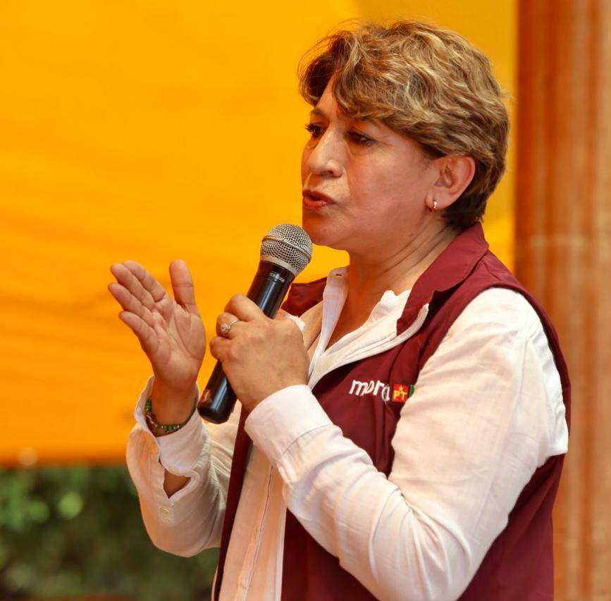 La candidata de Morena, Delfina Gómez aseguró que de ganar el 4 de junio la elección al Edomex, no habrá despidos de burocratas mexiquenses  (Morena Edomex)