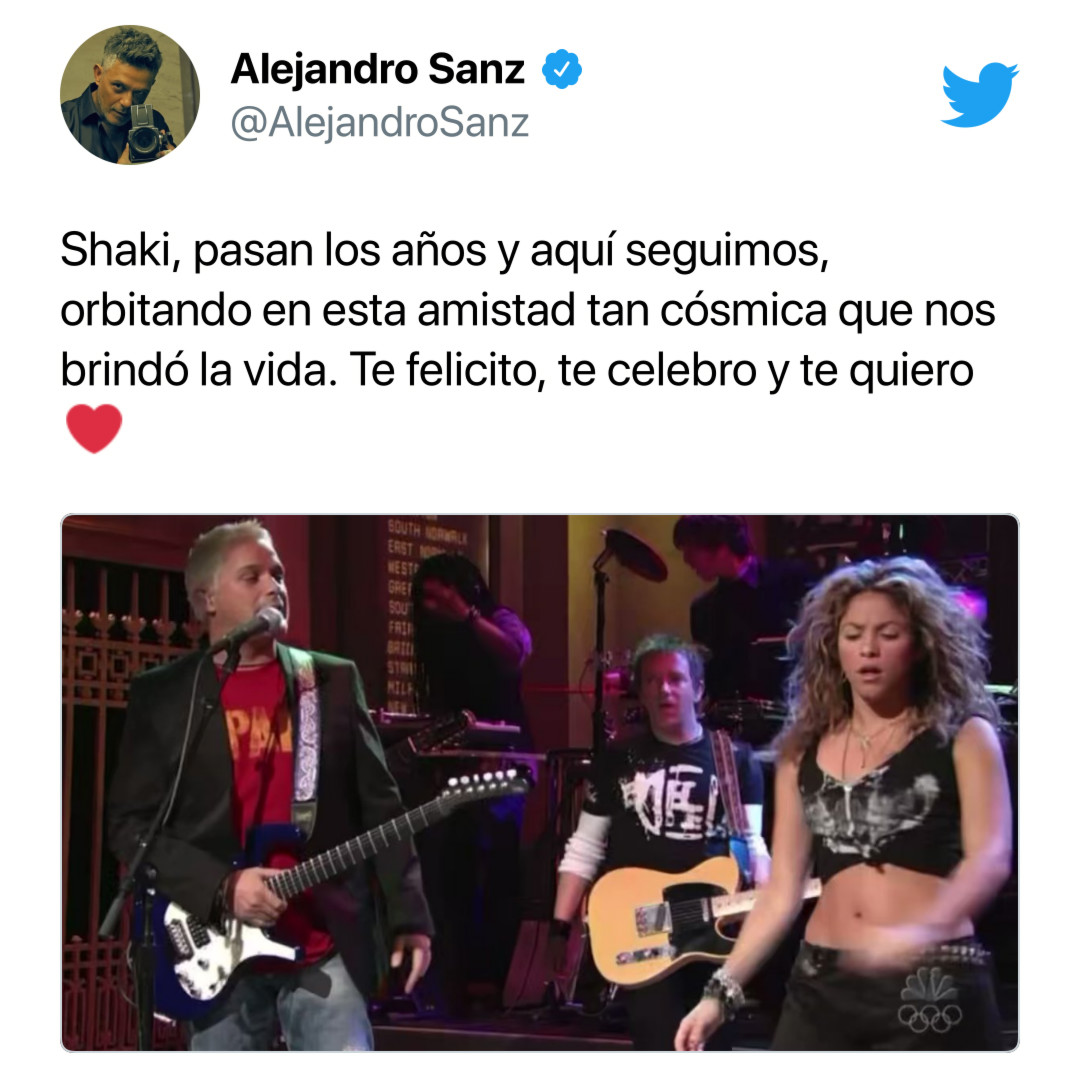 El mensaje de Alejandro Sanz a Shakira en su cumpleaños