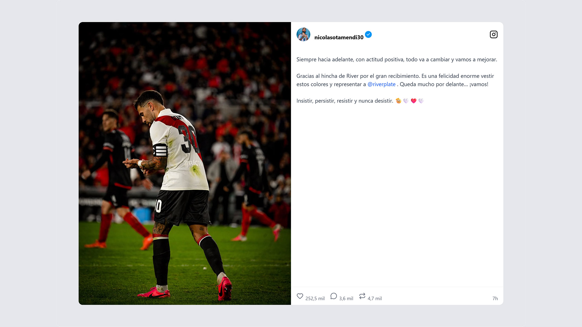 La dura autocr&iacute;tica de Nicol&aacute;s Otamendi tras la derrota de River Plate ante Barracas Central: 