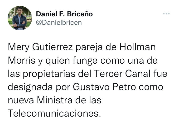 Tuit de Daniel Briceño.