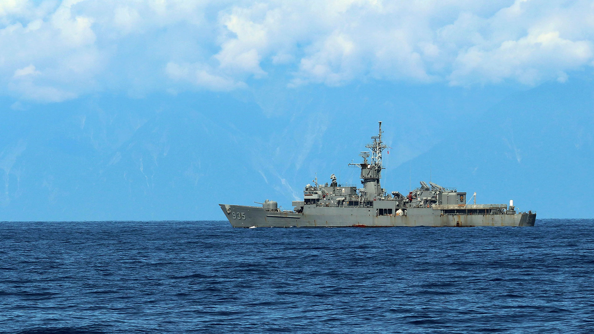 In this photo released by China's Xinhua News Agency, a Taiwanese navy warship Lan Yang is seen from the deck of a Chinese warship during a military exercise on Friday, Aug. 5, 2022 (Lin Jian/Xinhua via AP).