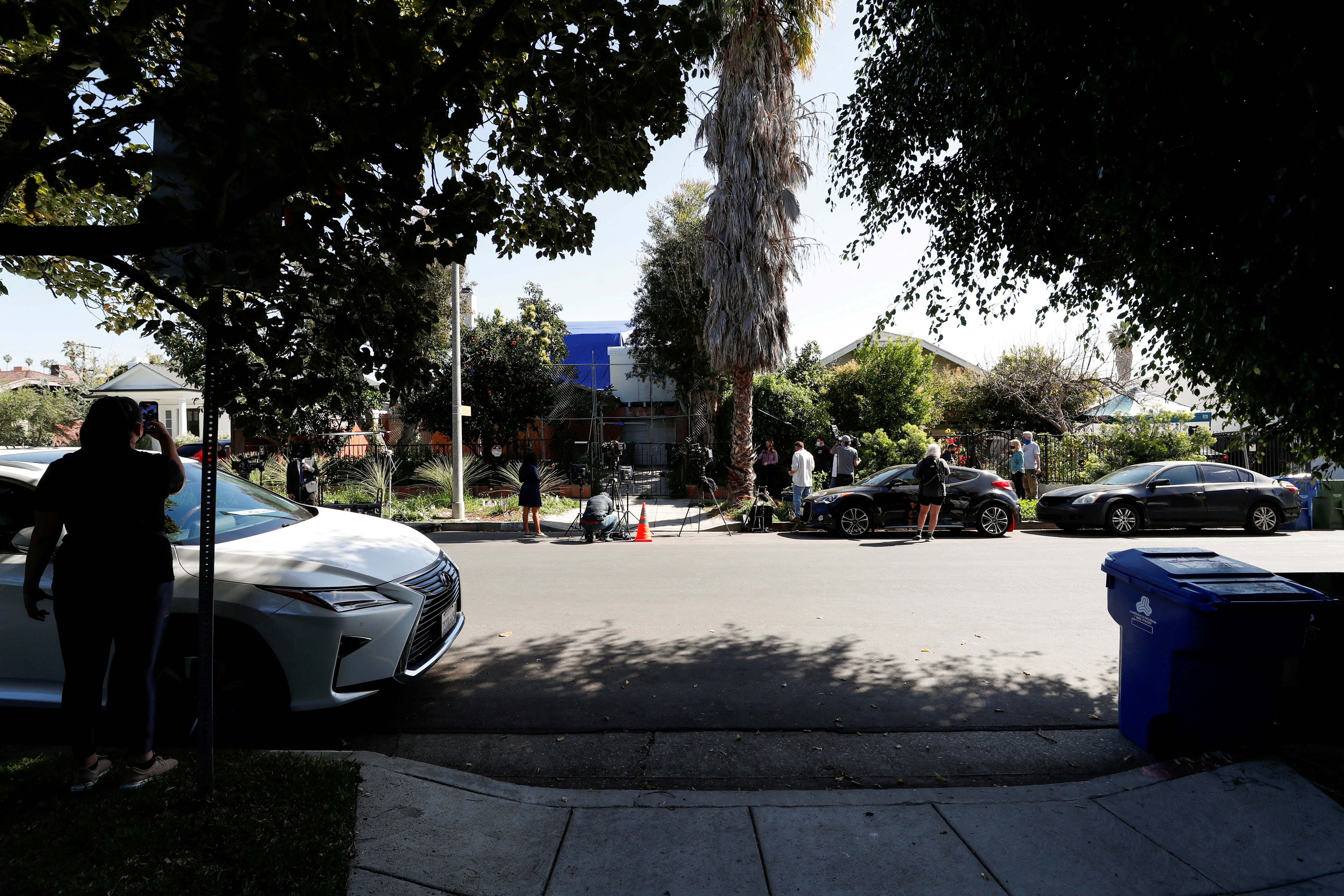 A view of the site where Lady Gaga's dog walker was shot and two of her dogs were stolen in Los Angeles, California, U.S., on February 25, 2021. REUTERS/Mario Anzuoni/File Photo