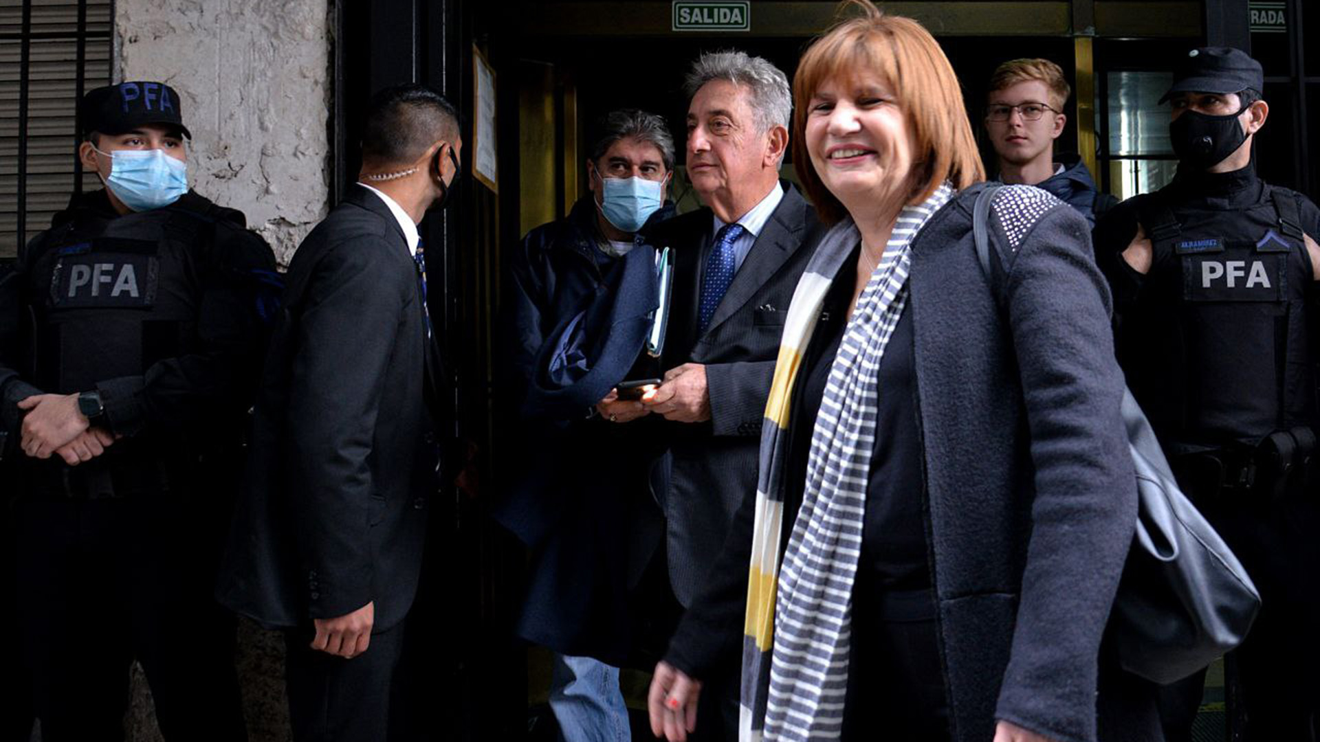 Patricia Bullrich, este mediodía, al salir de la fallida audiencia de mediación con el presidente Alberto Fernández