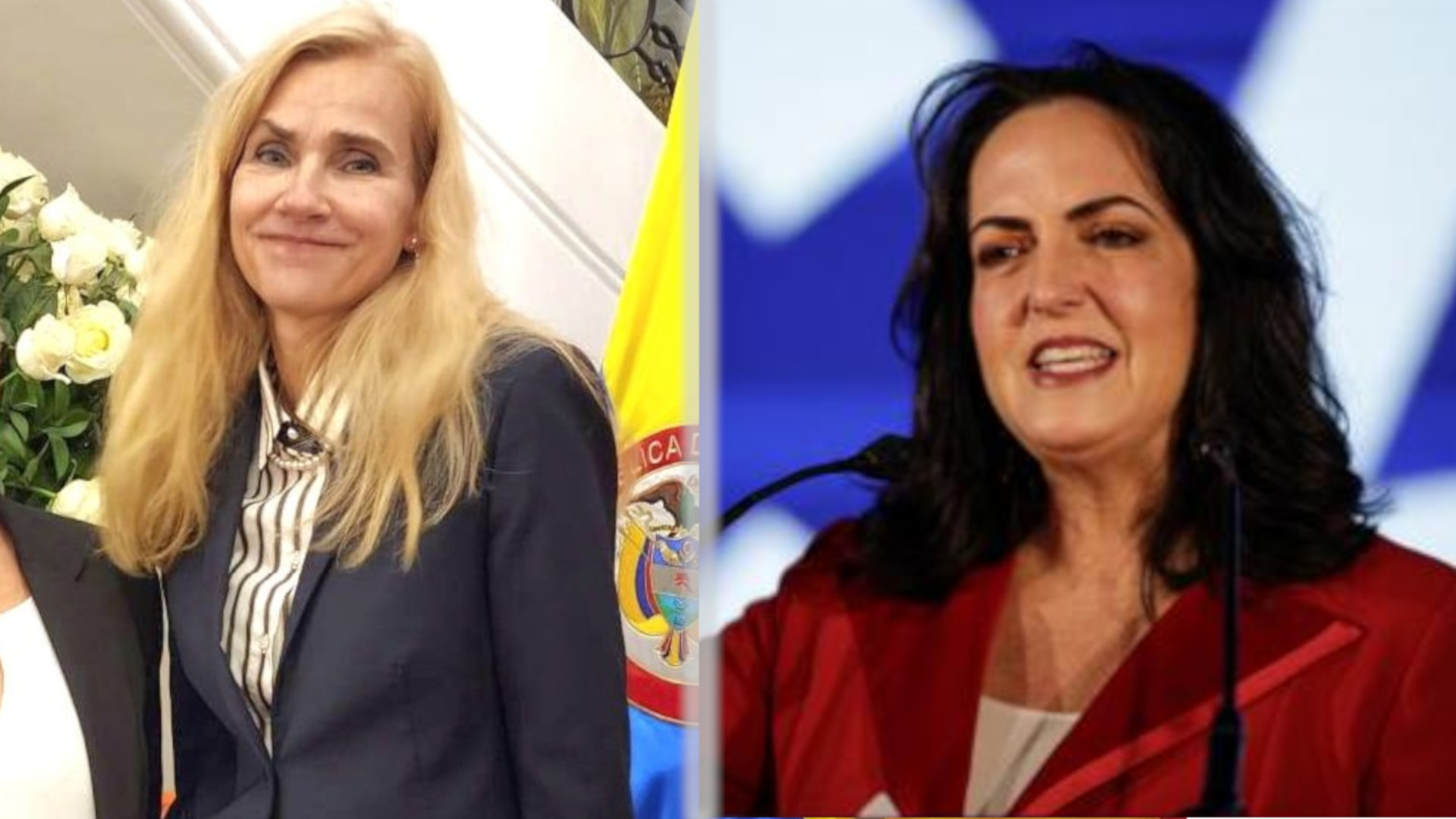María Fernanda Cabal assured the German ambassador in Colombia that fascism and Nazism were socialist ideologies.  (German Embassy in Colombia / Reuters)