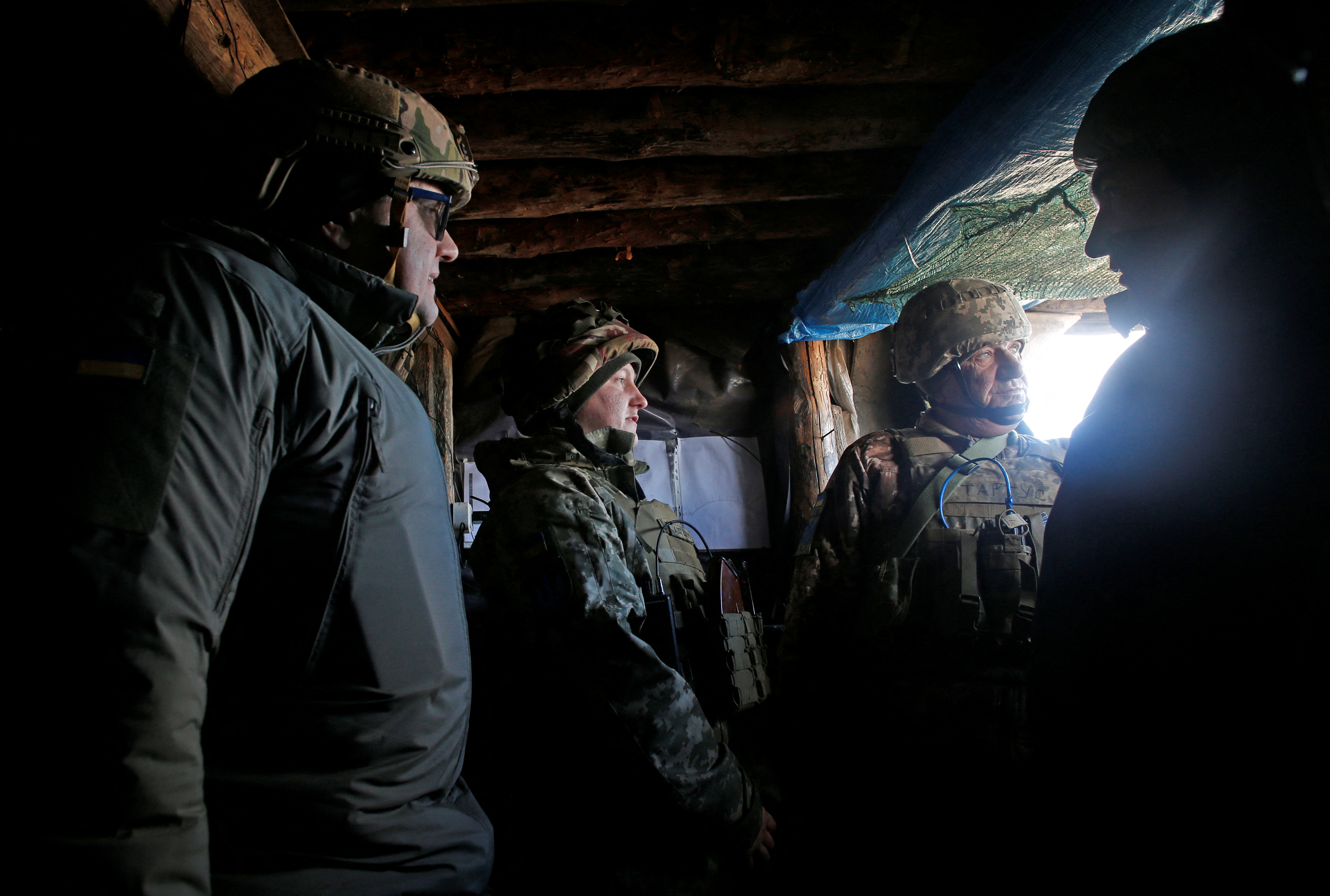 Head of the Security Service of Ukraine (SBU) Bakanov and Secretary of Ukraine's National Security and Defence Council Danilov visit combat positions in the Donetsk region