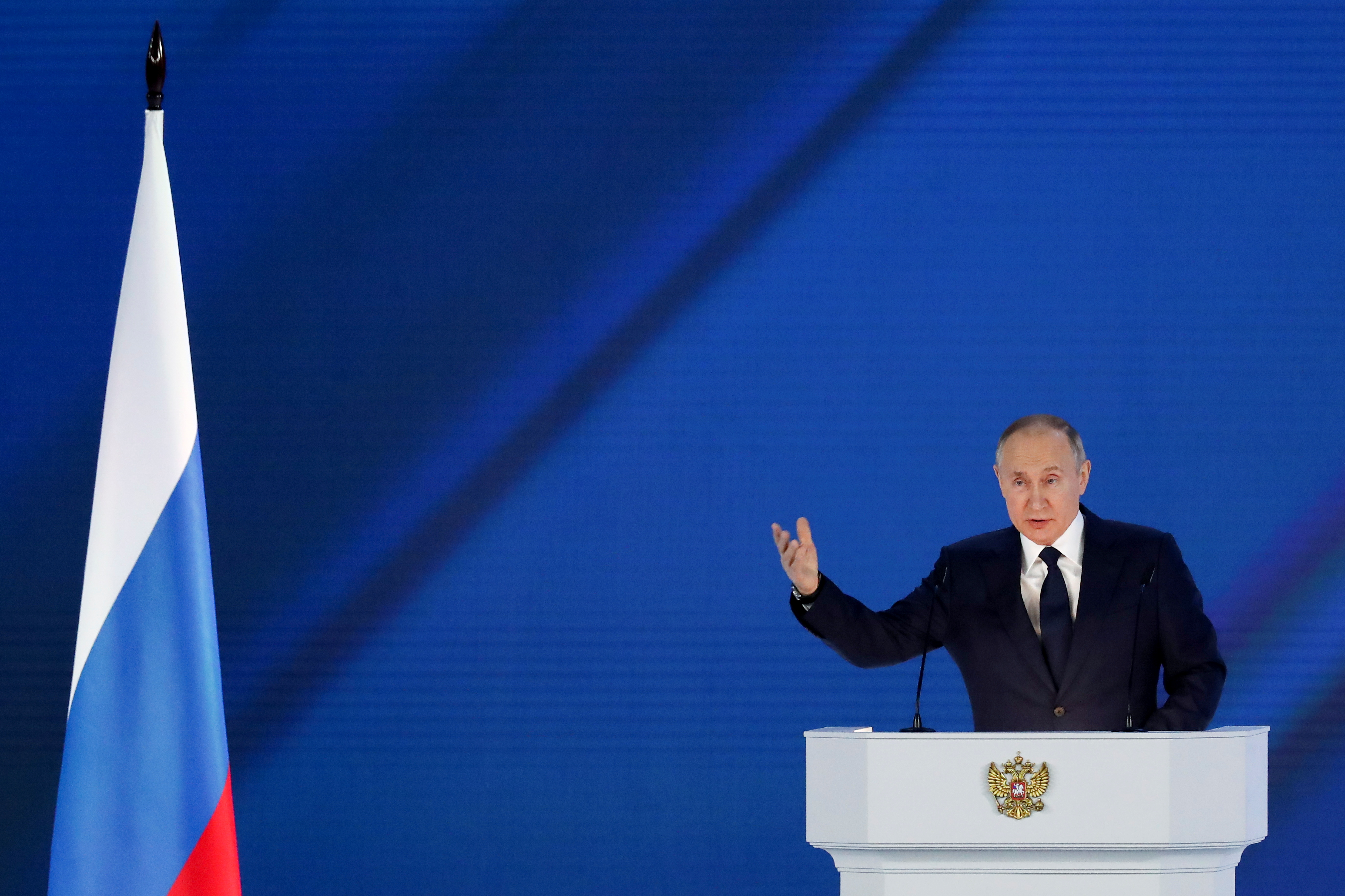 Putin durante su discurso anual ante la Asamblea Federal rusa (REUTERS/Evgenia Novozhenina)