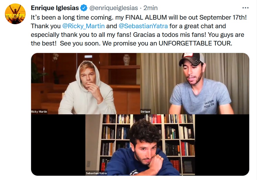 Enrique Iglesias dice adiós: anunció el lanzamiento de su último disco -  Infobae