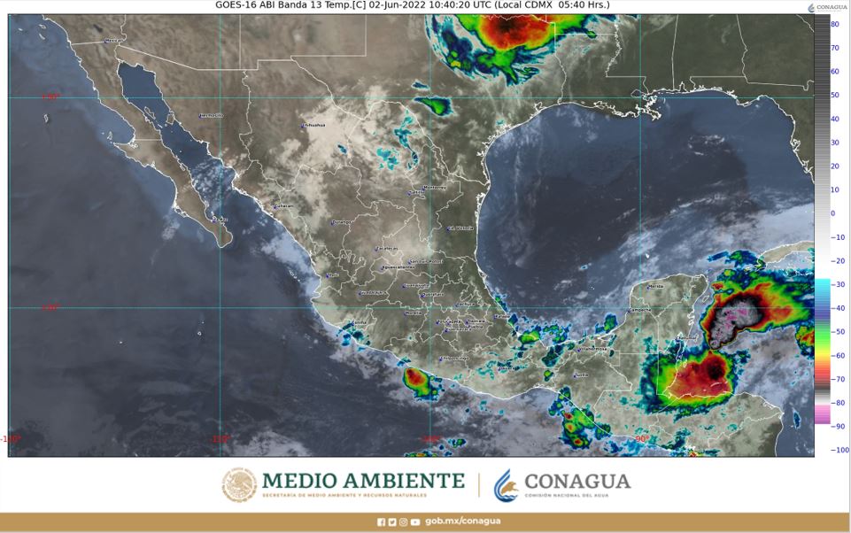 Clima en México para el 02 de junio de 2022. Foto: @conagua_clima