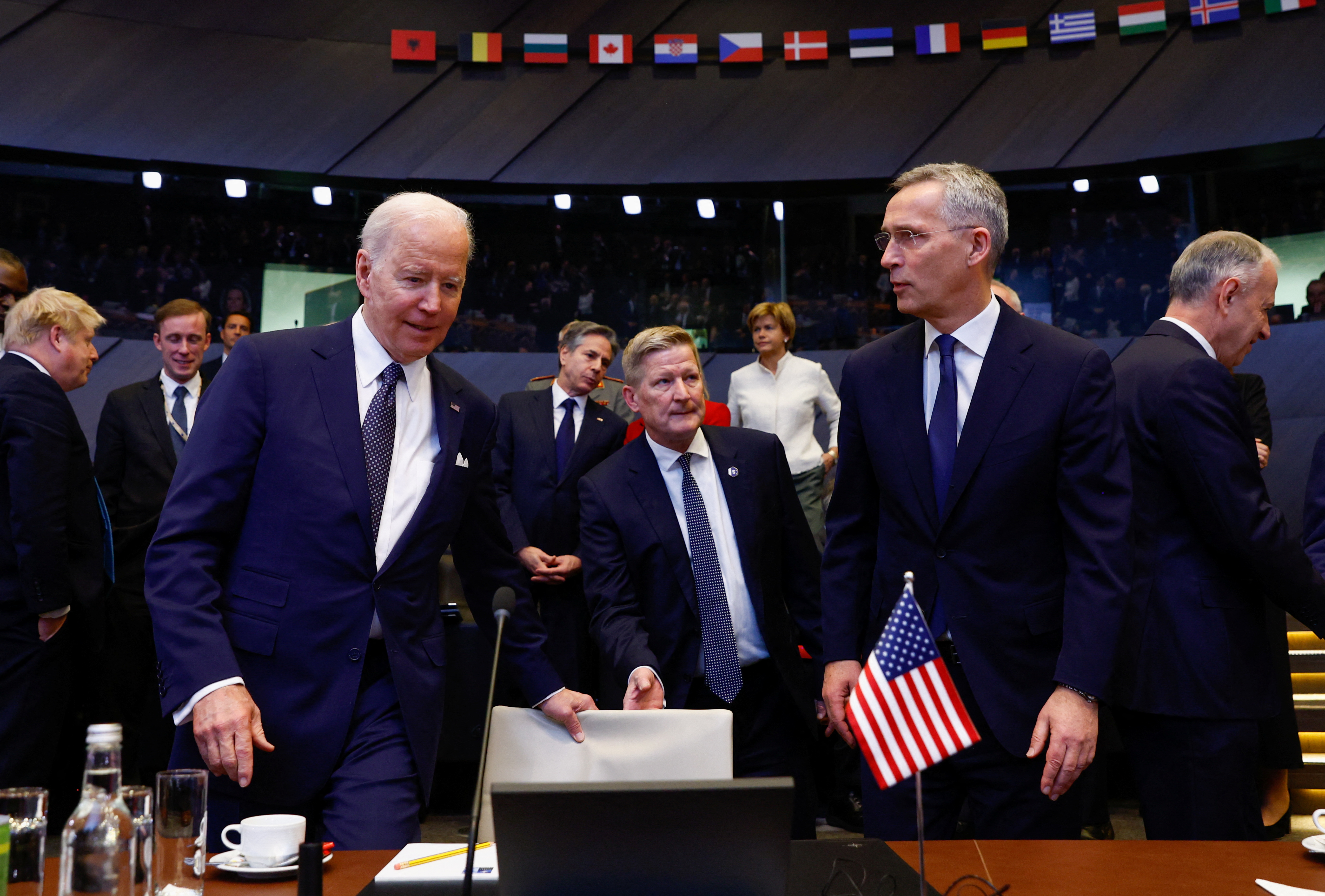Joe Biden y el secretario general de la OTAN, Jens Stoltenberg (Reuters)