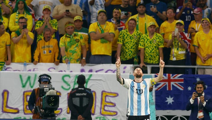 Messi celebrando su tercera anotación en lo que va de la Copa del Mundo
