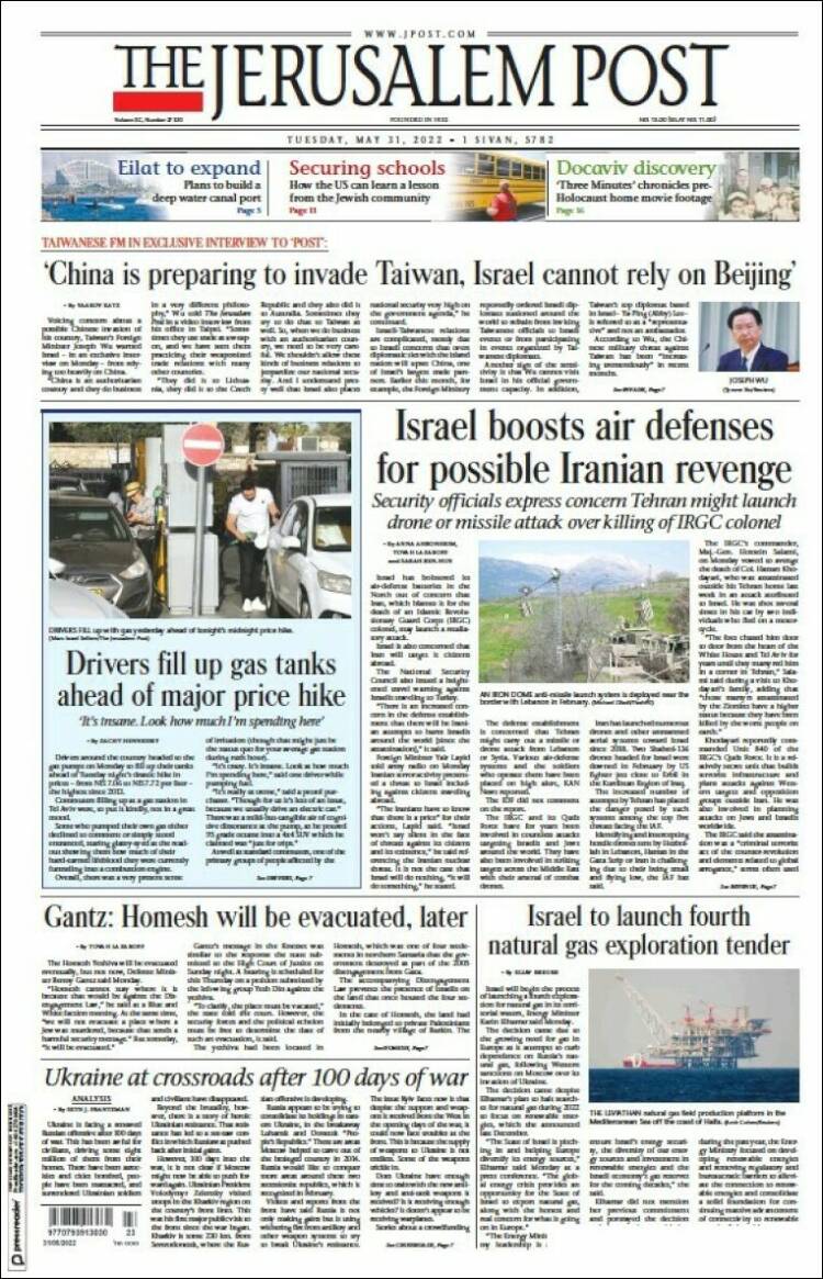 Portada del martes del Jerusalem Post: pese al intento de censura, la entrevista se publicó en primera plana