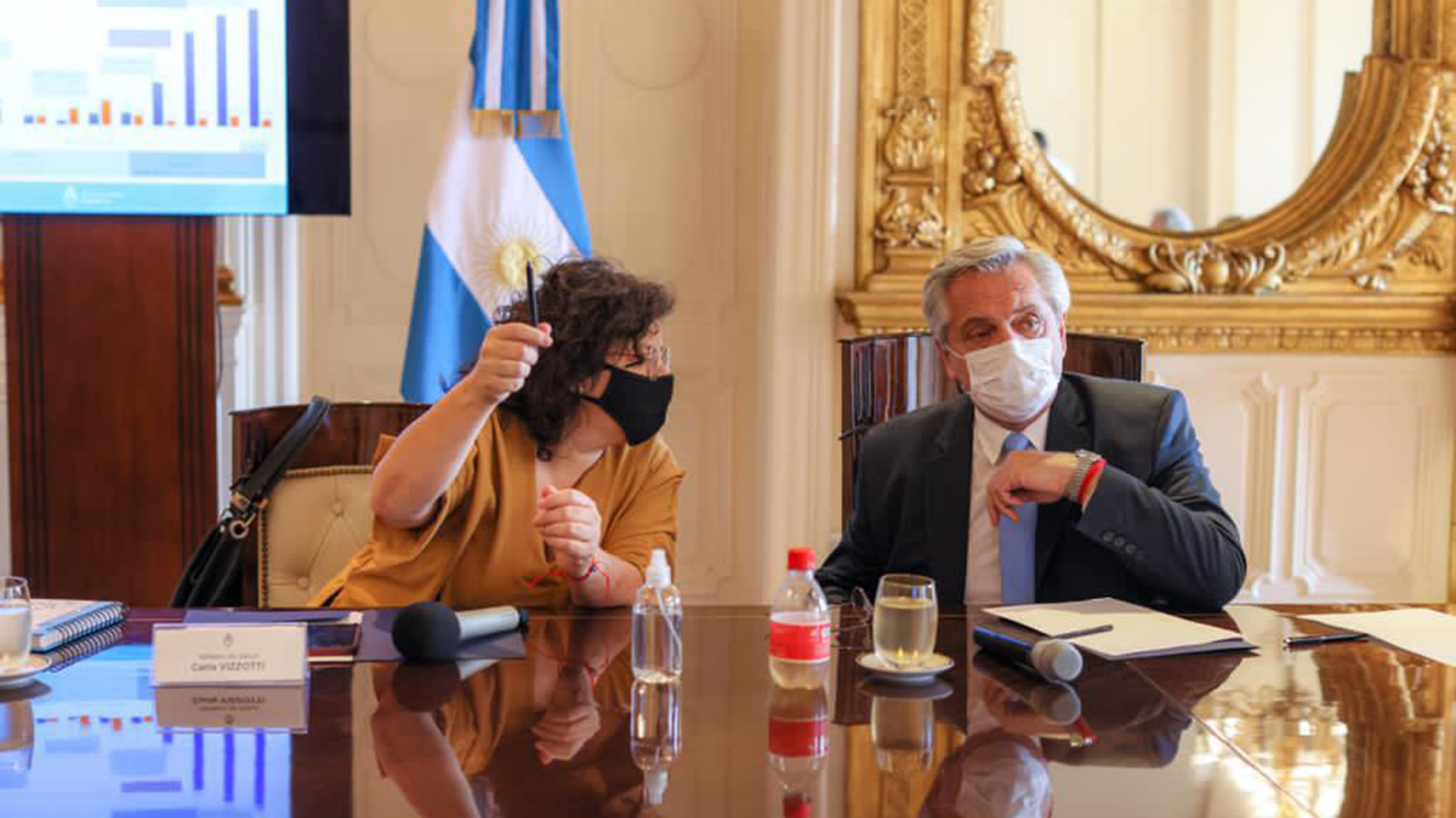 El presidente Alberto Fernández junto a la ministra de Salud, Carla Vizzotti (Presidencia)