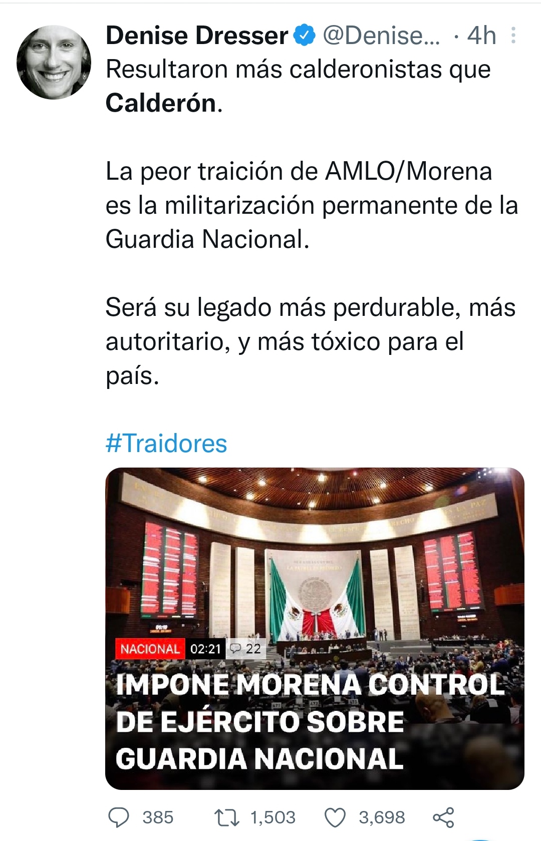 Opositores y analistas como Denise Dresser, arremetieron contra AMLO y  Morena por aprobar ley de la Guardia Nacional - Infobae