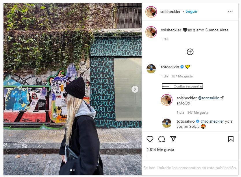 El posteo de Sol Rinaldi y la declaración de amor de Toto Salvio (Instagram)