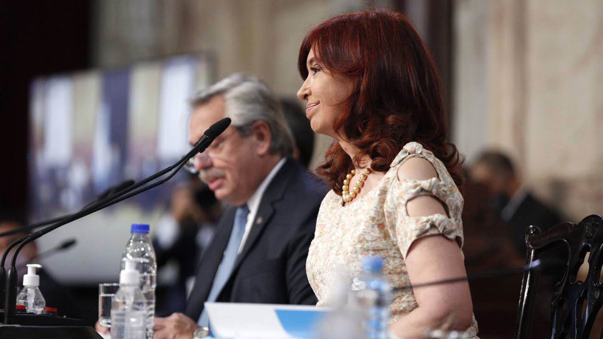 Alberto Fernández y Cristina Fernández de Kirchner en la última Asamblea Legislativa. (Comunicación Senado)