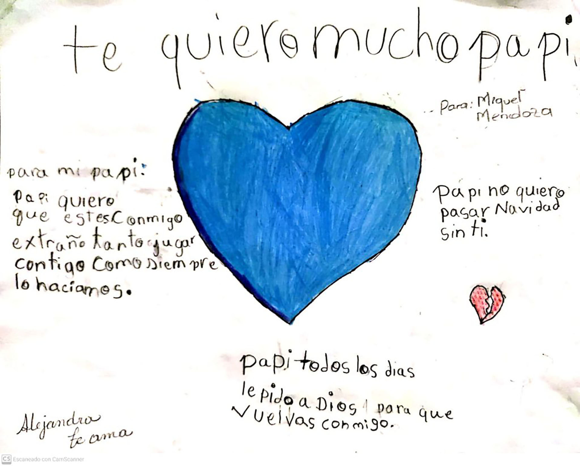 Alejandra, hija del periodista Miguel Mendoza, hace postales para su padre preso en la cárcel El Chipote. (Cortesía)