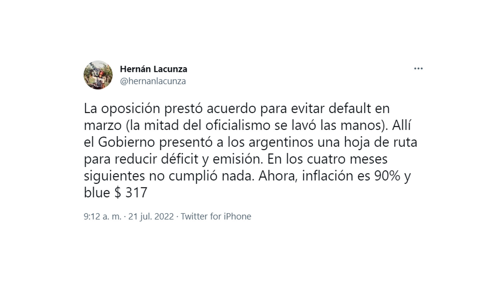 El Tuit de Hernán Lacunza