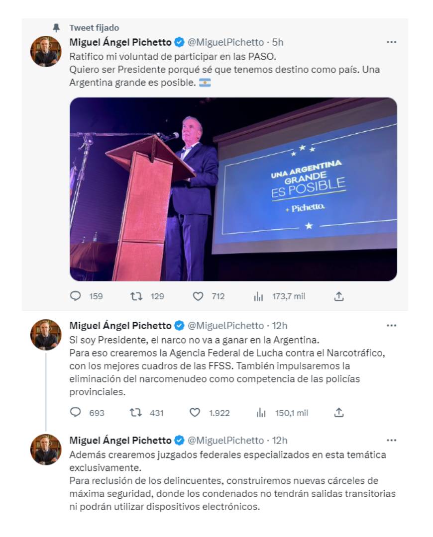 Tweet de Miguel Ángel Pichetto