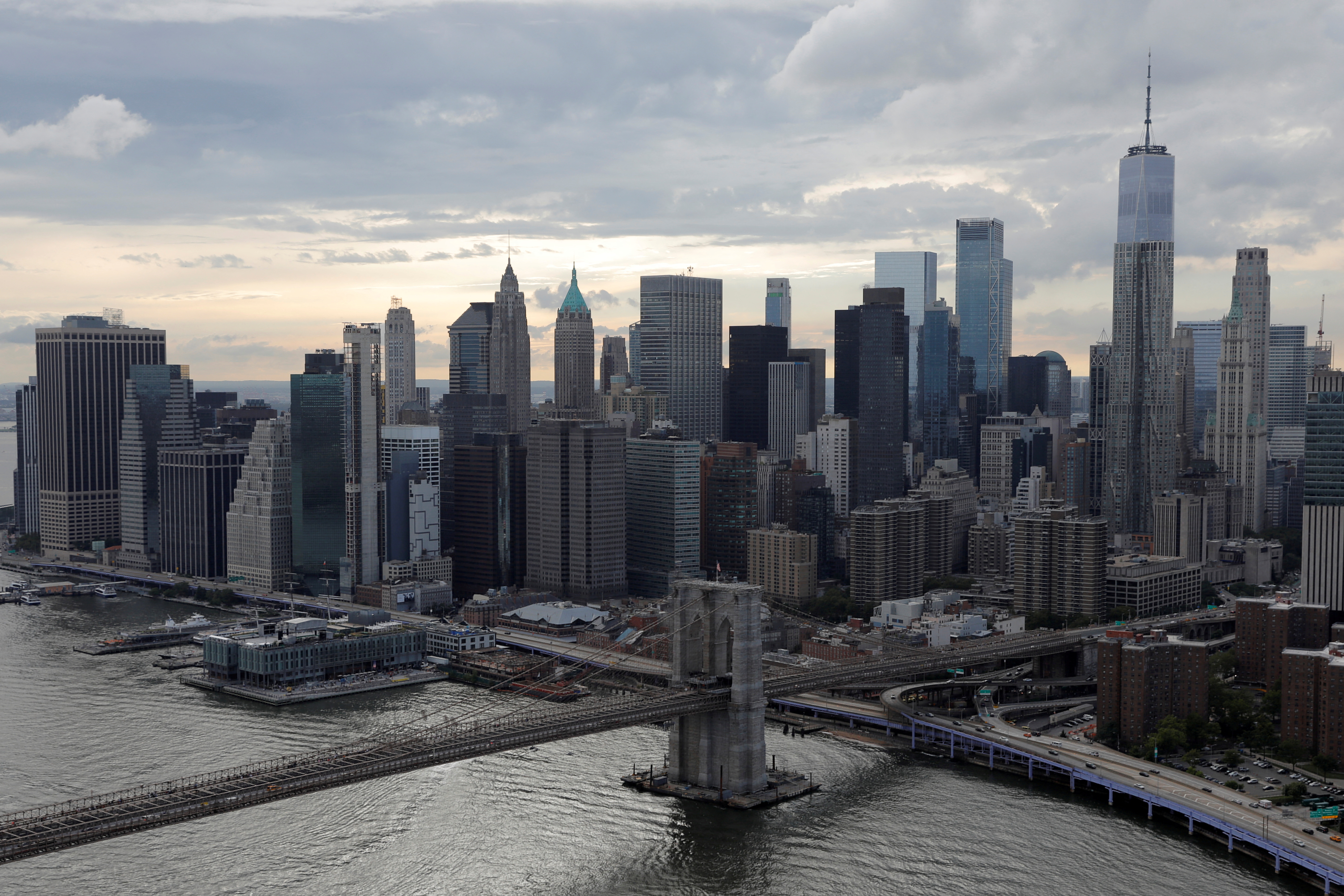 FILE PHOTO: Downtown Manhattan's skyline is seen in New York City
