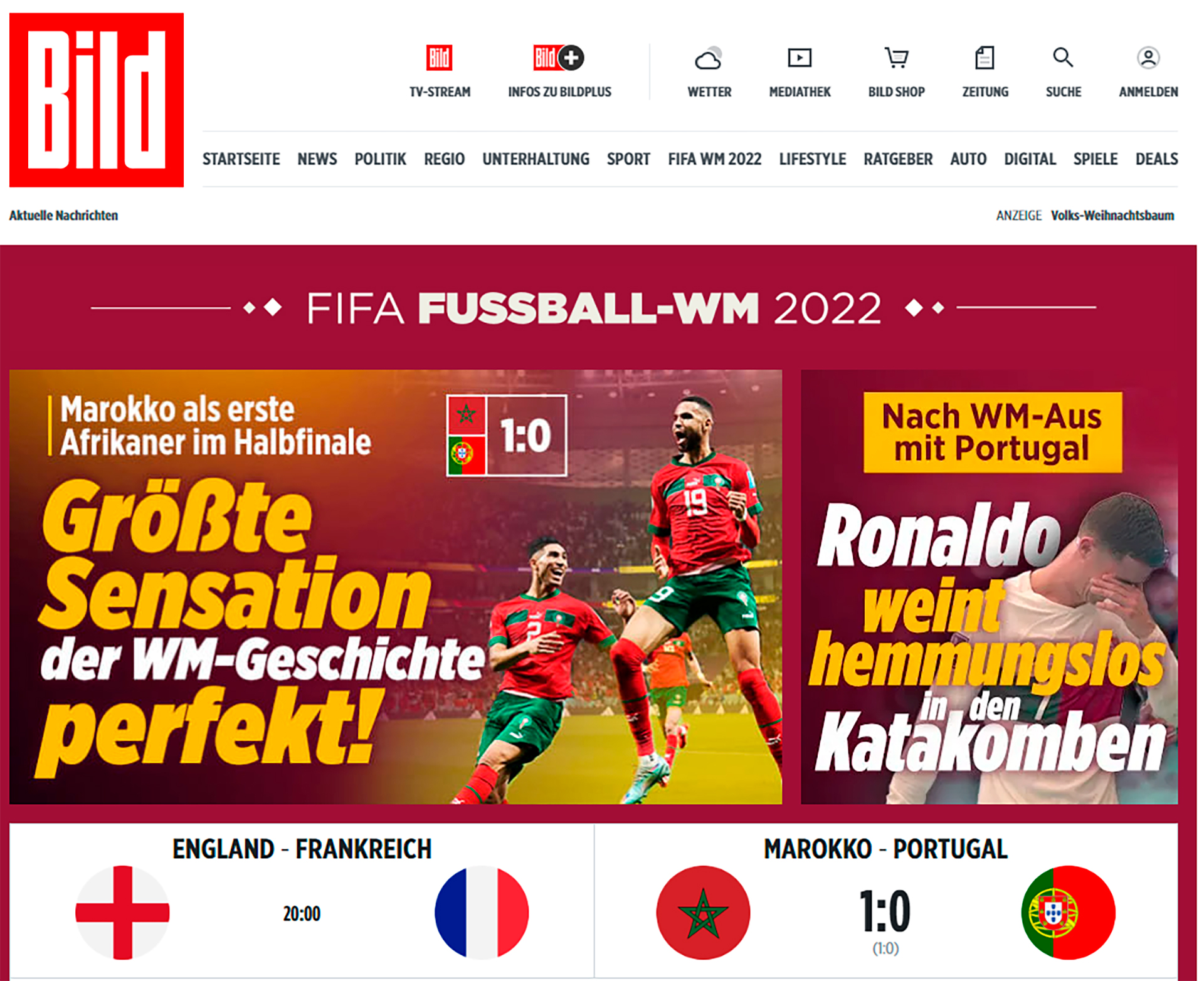 "Die größte Sensation in der Geschichte der perfekten Weltmeisterschaft" (Bild; Deutschland)