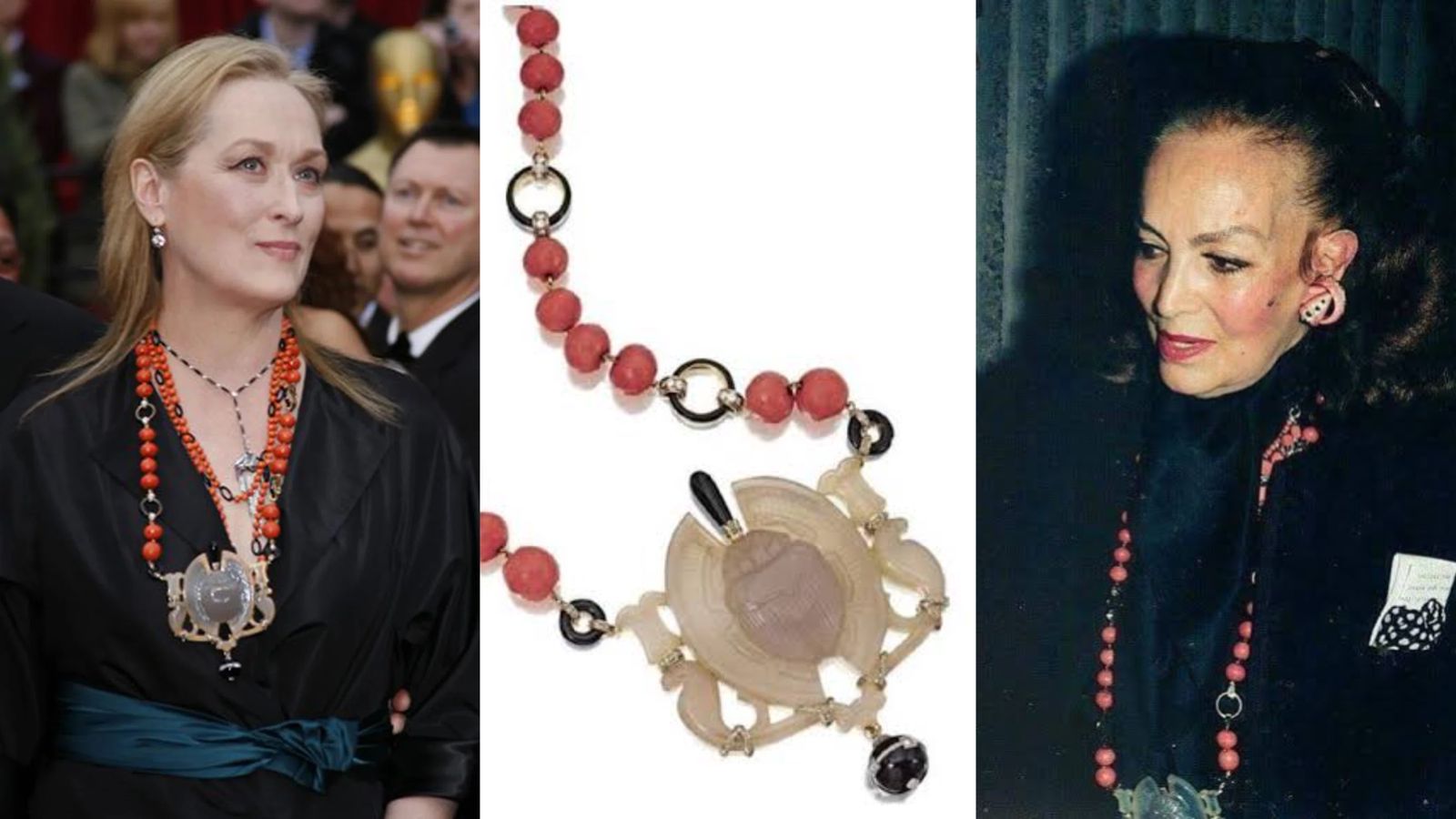 Meryl Streep, the latest clue about a missing necklace from María Félix (Photos: AP Photo/Kevork Djansezian/Twitter/@ladoña_mx)