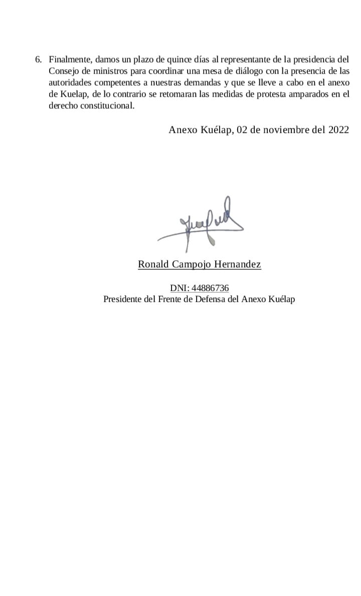 Frente de Defensa del Anexo Kuélap rechazó condiciones del Ministerio de Cultura para intervenir en el derrumbe de Kuélap.
