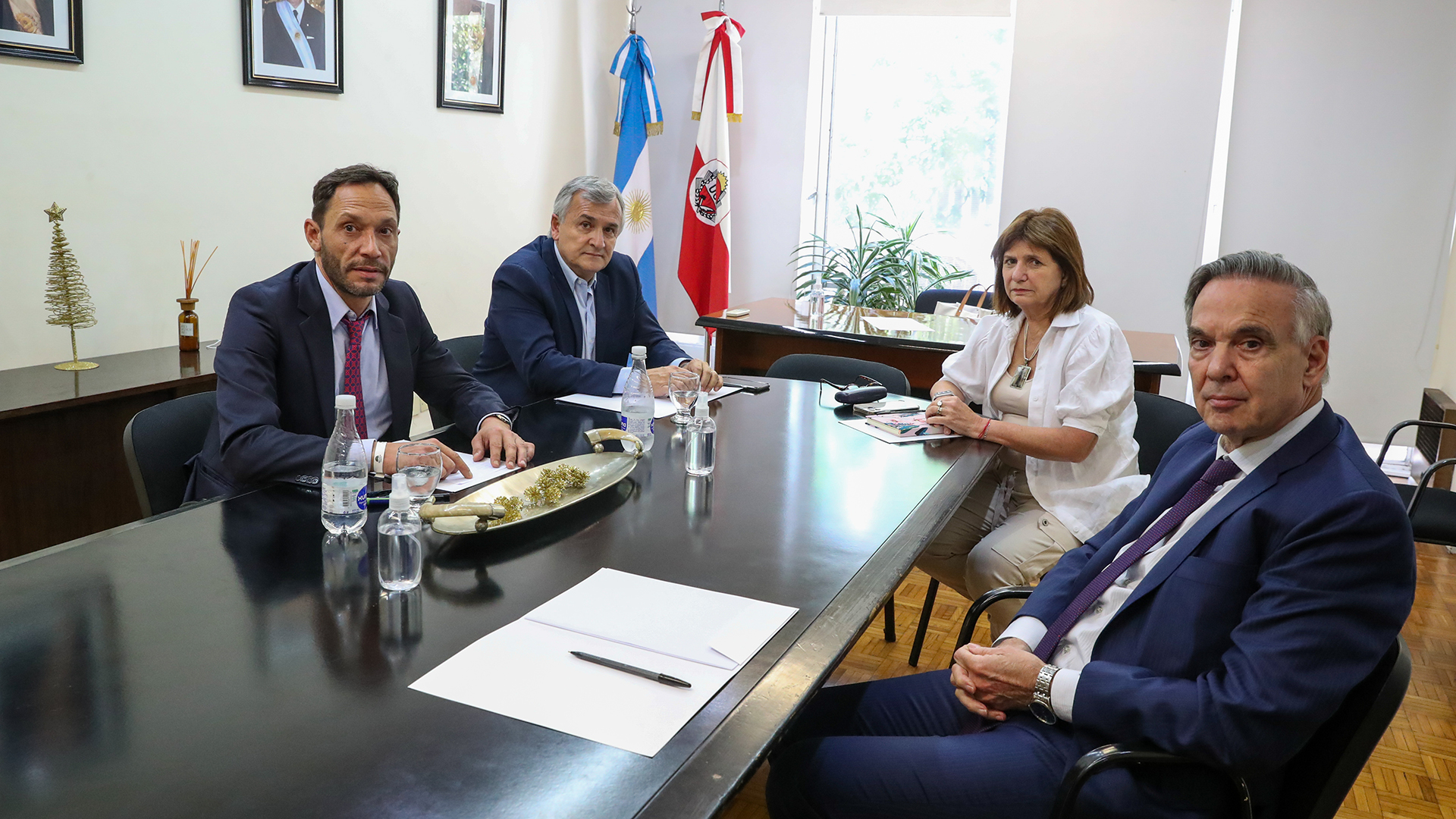Maximiliano Ferraro, con los otros presidentes de los partidos de JxC: Patricia Bullrich, Gerardo Morales y Miguel Angel Pichetto