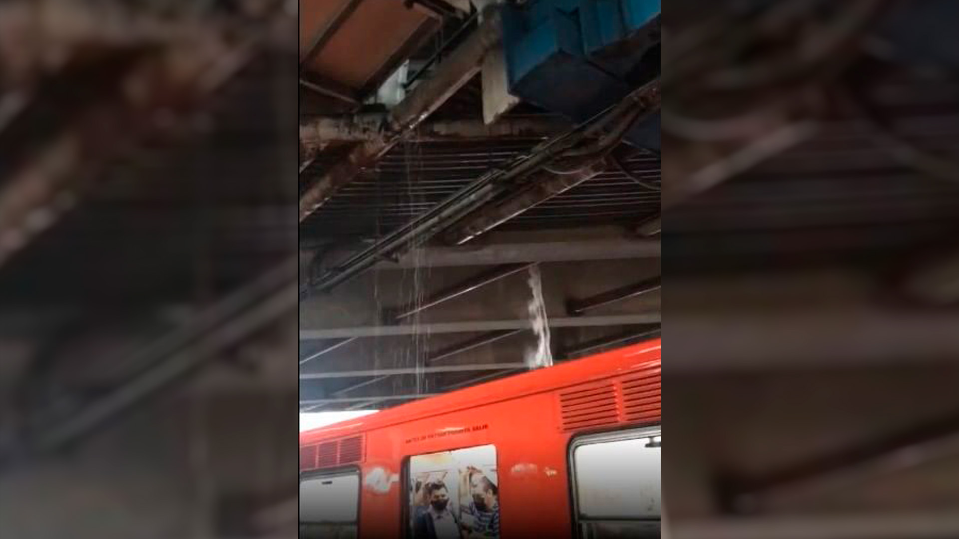 Otra vez el Metro de la CDMX: captan “cascada” de agua en una estación de la Línea B