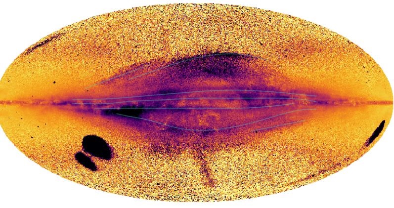 Mappa del cielo della Via Lattea in movimento utilizzando i dati di Gaia.  (Laporte e altri)