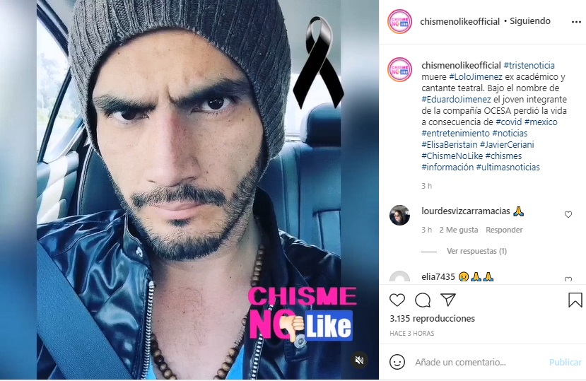 Chisme No Like! confirmó la muerte del cantante a través de sus redes (Foto: Instagram de Chisme No Like!)